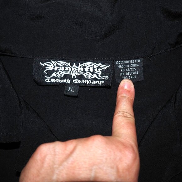 Dragonfly Vintage 90s Y2K Embroidered Barb Wire Button Down Shirt Men's XL - Picture 4 of 7